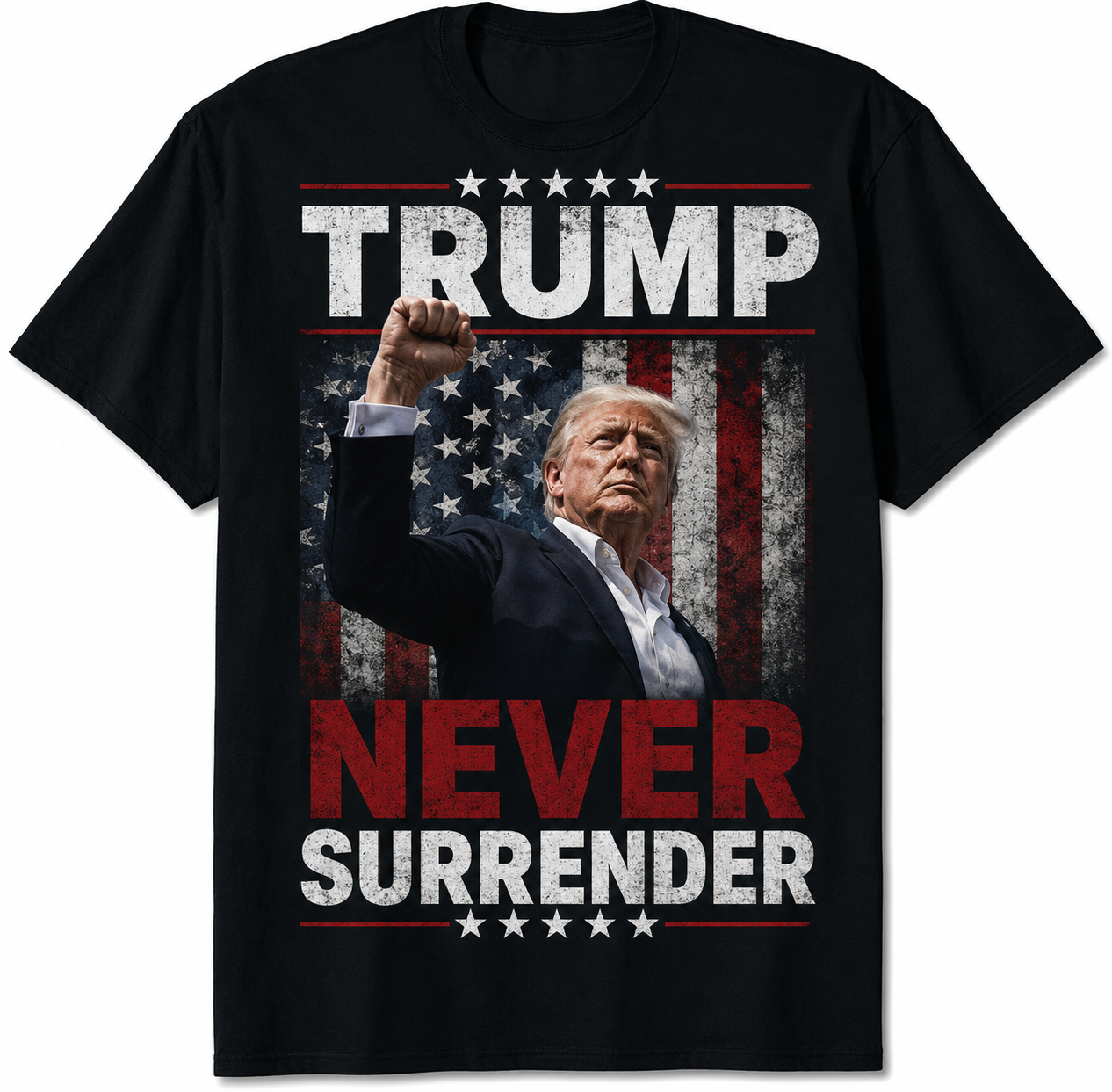 Trump Never Surrender Black T-Shirt